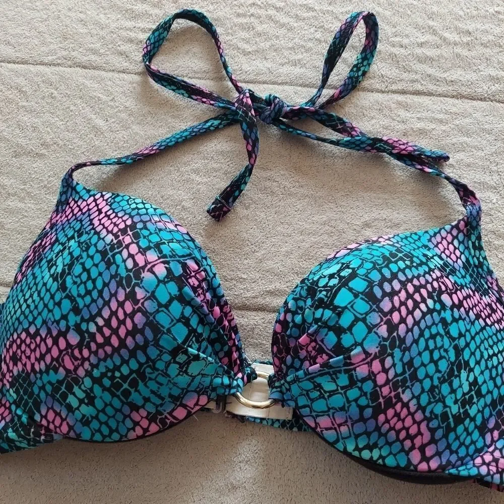 Smart & Sexy Swim Snake Print Swimsuit Halter 34C